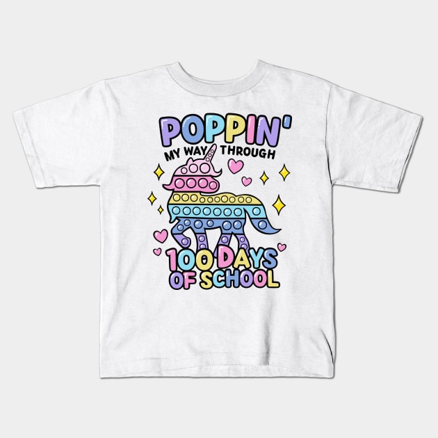 Funny Happy Poppin my way trough 100 Days Of School Kids T-Shirt by jodotodesign